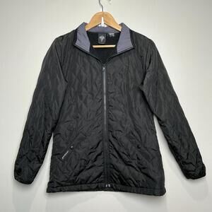 Prana Women’s BREATHE Quilted Soft Shell Fleece Lining Full Zip Jacket szS Black